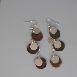 silver-tone and brown drop earrings length 88 mm width 19mm
