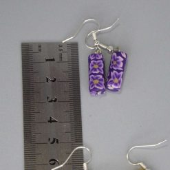 Purple Polymer Clay Beaded earrings . length 24mm width 7mm 1 Purple Polymer Clay Beaded earrings . length 24mm width 7mm 1