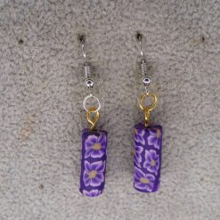 Purple Polymer Clay Beaded earrings . length 24mm width 7mm 2 Purple Polymer Clay Beaded earrings . length 24mm width 7mm 2