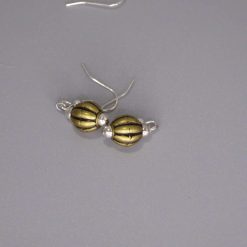 gold beaded earrings. length 16mm width 9mm