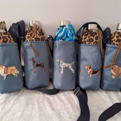 EMBROIDERED DOG BREEDS water bottle carrier/holder + FREE BOTTLE