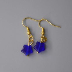 blue star dangle earrings length 17 mm width 9 mm