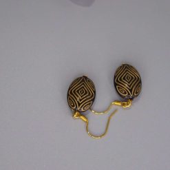 black and gold-toned oval drop earrings. length 21mm width 13mm