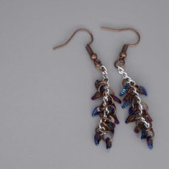 rainbow Leaf drop earrings. length 35mm width 14mm