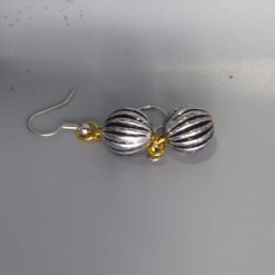 Silver Fluted Earring drop earrings. length 11mm width 11mm