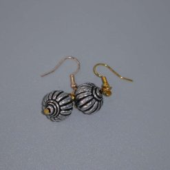 Silver Fluted Earring drop earrings. length 19mm width 13mm