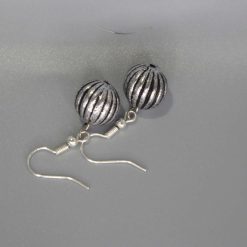 Silver Fluted Earring drop earrings. length 15mm width 11mm