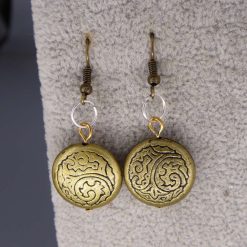 tribal yellow gold-plated earrings . length 19mm width 19mm 1 tribal yellow gold-plated earrings . length 19mm width 19mm 1
