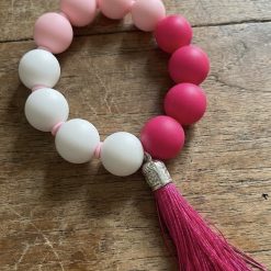 Handmade beaded wristlet with tassel, gift for her, new mum gift, key holder, organised personalised gift