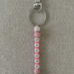 Personalised, beaded, name keepsake keychain