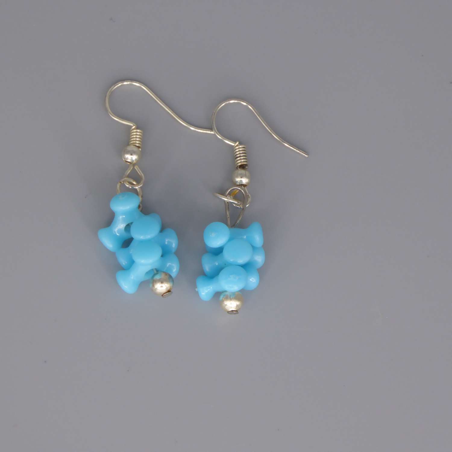 blue tri bead dangle earrings length 16mm width 9mm blue tri bead dangle earrings length 16mm width 9mm
