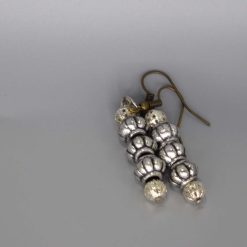 silver beaded drop earrings. length 27mm width 9mm