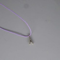 Boho purple Corded Necklace letter A necklace length 42cm pendant W 6mm x L 15