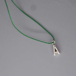 Boho green Corded Necklace letter A necklace length 42cm pendant W6mm x L15mm