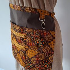 HALF APRON Brown African Print - Vendor, Crafters, Utility, Gardeners Multi pocket & zippered 3 HALF APRON Brown African Print - Vendor, Crafters, Utility, Gardeners Multi pocket & zippered 3