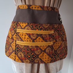 HALF APRON Brown African Print - Vendor, Crafters, Utility, Gardeners Multi pocket & zippered