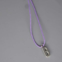 Boho purple Corded Necklace letter B necklace length 42cm pendant W6mm x L16mm