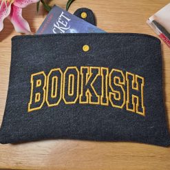 Book sleeve - BOOKISH- Yellow on black denim