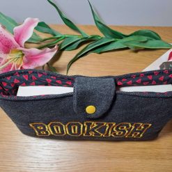 Book sleeve - BOOKISH- Yellow on black denim 2 Book sleeve - BOOKISH- Yellow on black denim 2