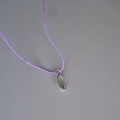 Boho purple Corded Necklace letter C necklace length 42cm pendant W6mmx L15mm