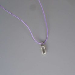 Boho purple Corded Necklace letter D necklace length 42cm pendant W6mm x L15mm