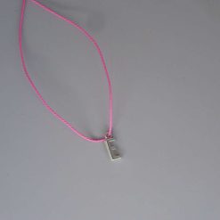 Boho pink Corded Necklace letter E necklace length 42cm pendant W6mm x L14mm