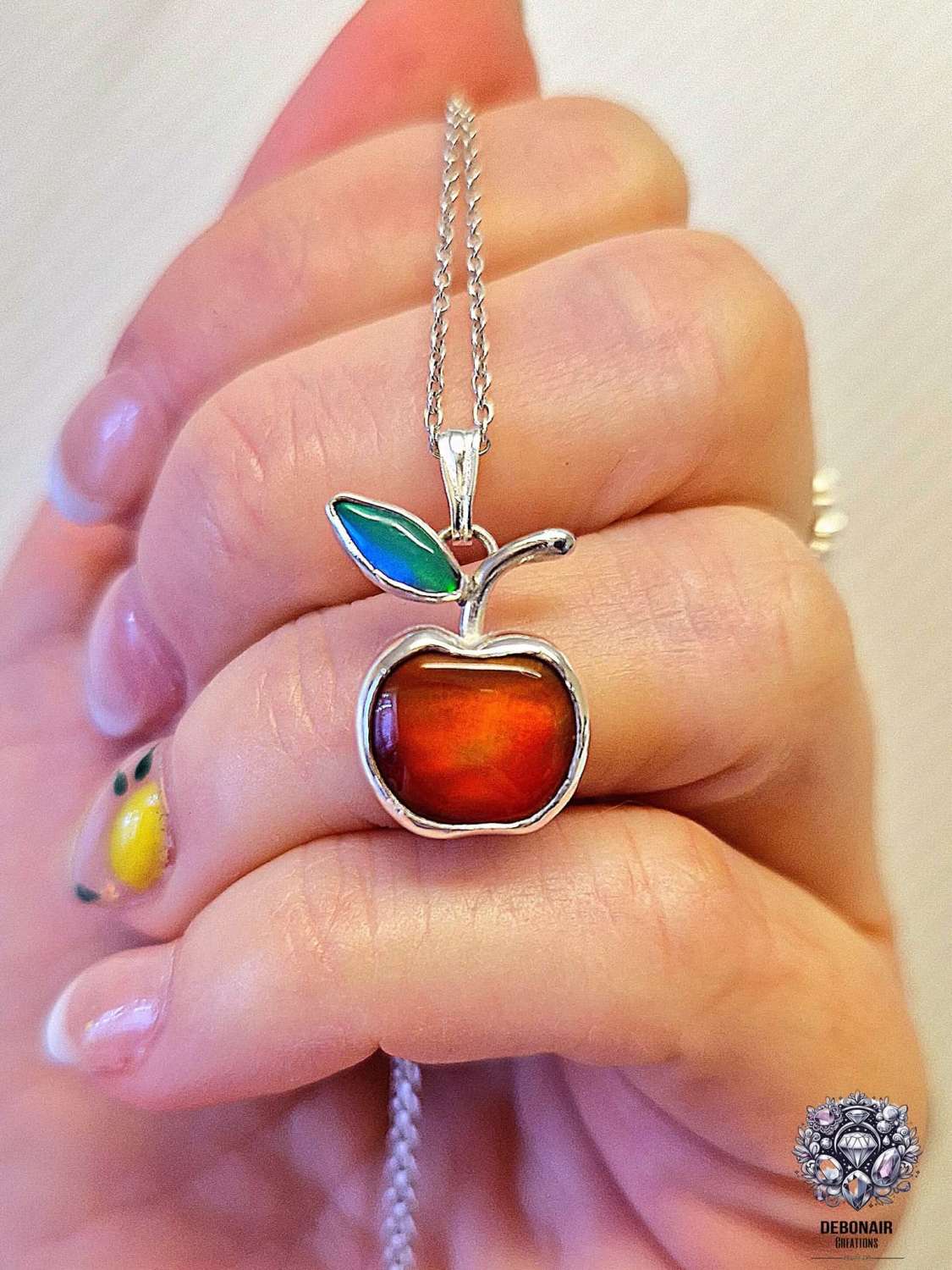 Aurora Opal Apple Sterling Silver Pendant Aurora Opal Apple Sterling Silver Pendant