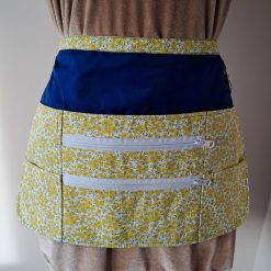 HALF APRON Ditsy yellow floral Print - Vendor, Crafters, Utility, Gardeners Multi pocket & zippered