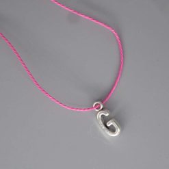 Boho pink Corded Necklace letter G necklace length 42cm pendant W6mm x L15mm