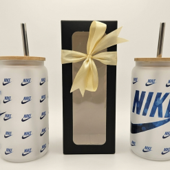 16oz Frosted Glass Tumbler Blue Nike Design