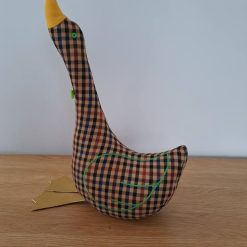 GEOFFREY GOOSE DOORSTOP - Filled complete Door Stop - Brown check 3 GEOFFREY GOOSE DOORSTOP - Filled complete Door Stop - Brown check 3