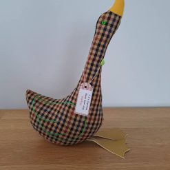 GEOFFREY GOOSE DOORSTOP - Filled complete Door Stop - Brown check 2 GEOFFREY GOOSE DOORSTOP - Filled complete Door Stop - Brown check 2