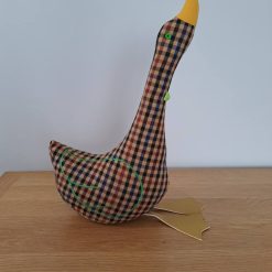 GEOFFREY GOOSE DOORSTOP - Filled complete Door Stop - Brown check 1 GEOFFREY GOOSE DOORSTOP - Filled complete Door Stop - Brown check 1