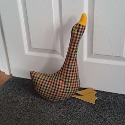 GEOFFREY GOOSE DOORSTOP - Filled complete Door Stop - Brown check