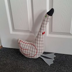GRANVILLE GOOSE DOORSTOP - Filled complete Door Stop - Beige & brown check