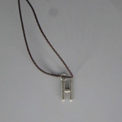 Boho brown Corded Necklace letter H necklace length 42cm pendant W6mm x L15mm