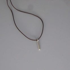 Boho bbrown Corded Necklace letter I necklace length 42cm pendant W2mm x L14mm