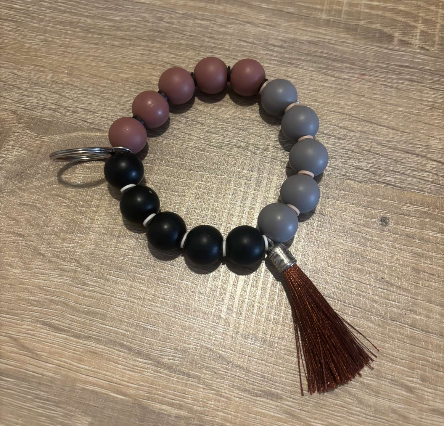 Handmade beaded wristlet with tassel, gift for her, new mum gift, key holder, organised personalised gift Handmade beaded wristlet with tassel, gift for her, new mum gift, key holder, organised personalised gift