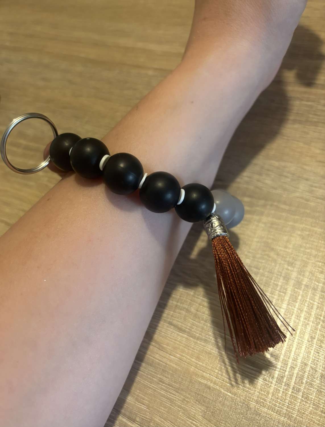 Handmade beaded wristlet with tassel, gift for her, new mum gift, key holder, organised personalised gift Handmade beaded wristlet with tassel, gift for her, new mum gift, key holder, organised personalised gift