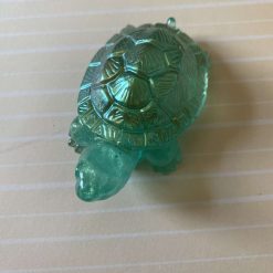 Handcrafted Shimmering Teal Resin Turtle Figurine – Intricate Shell Detail