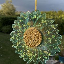 20cm diameter Handmade resin green gold leaf sunflower suncatcher 2