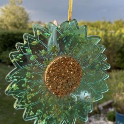 20cm diameter Handmade resin green gold leaf sunflower suncatcher 3