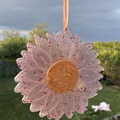 20cm diameter Handmade resin pink sunflower suncatcher 1