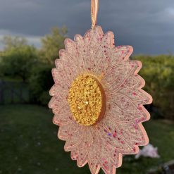 20cm diameter Handmade resin pink sunflower suncatcher 2
