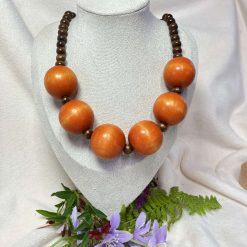 Orange Wood Bead Necklace