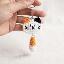 Cute Crochet Calico Cat Keychain