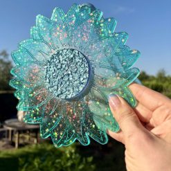 20cm diameter Handmade resin green and pink sunflower suncatcher 1