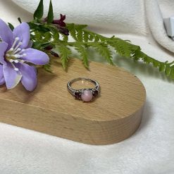 Pink Opal and Garnet Sterling Silver Ring