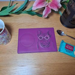 RABBIT IN GLASSES Large Drinks Coaster, Mug rug