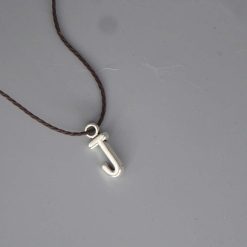 Boho brown Corded Necklace letter J necklace length 42cm pendant W5mm x L15mm